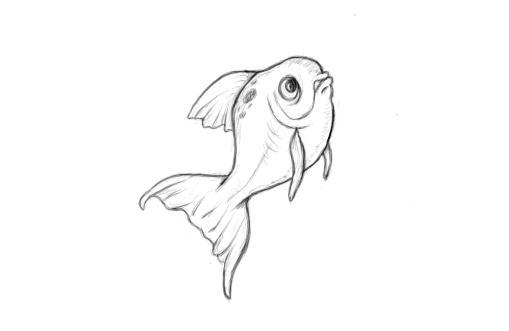 April 7, 2013 - Today's drawing is inspired by EddieHolly's deviantArt gold fish sketches.