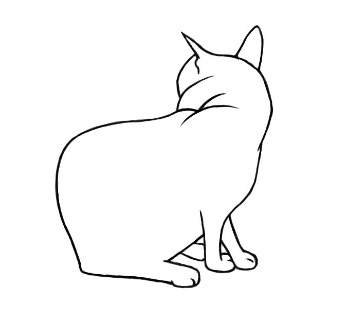 June 24, 2013 - I spotted this cat perched next to my window, so I drew this cat line drawing from a photo I took of it as it was looking away.