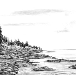 June 5, 2013 - This tiny landscape sketch is inspired by Ctrl+Paint's 'Tiny Study' video....minus the colour.
