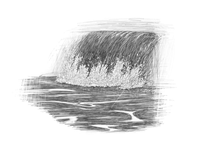 April 22, 2013 - Big waves on the beach today inspired this crashing wave drawing. Jarring really, but another day of daily drawing complete!