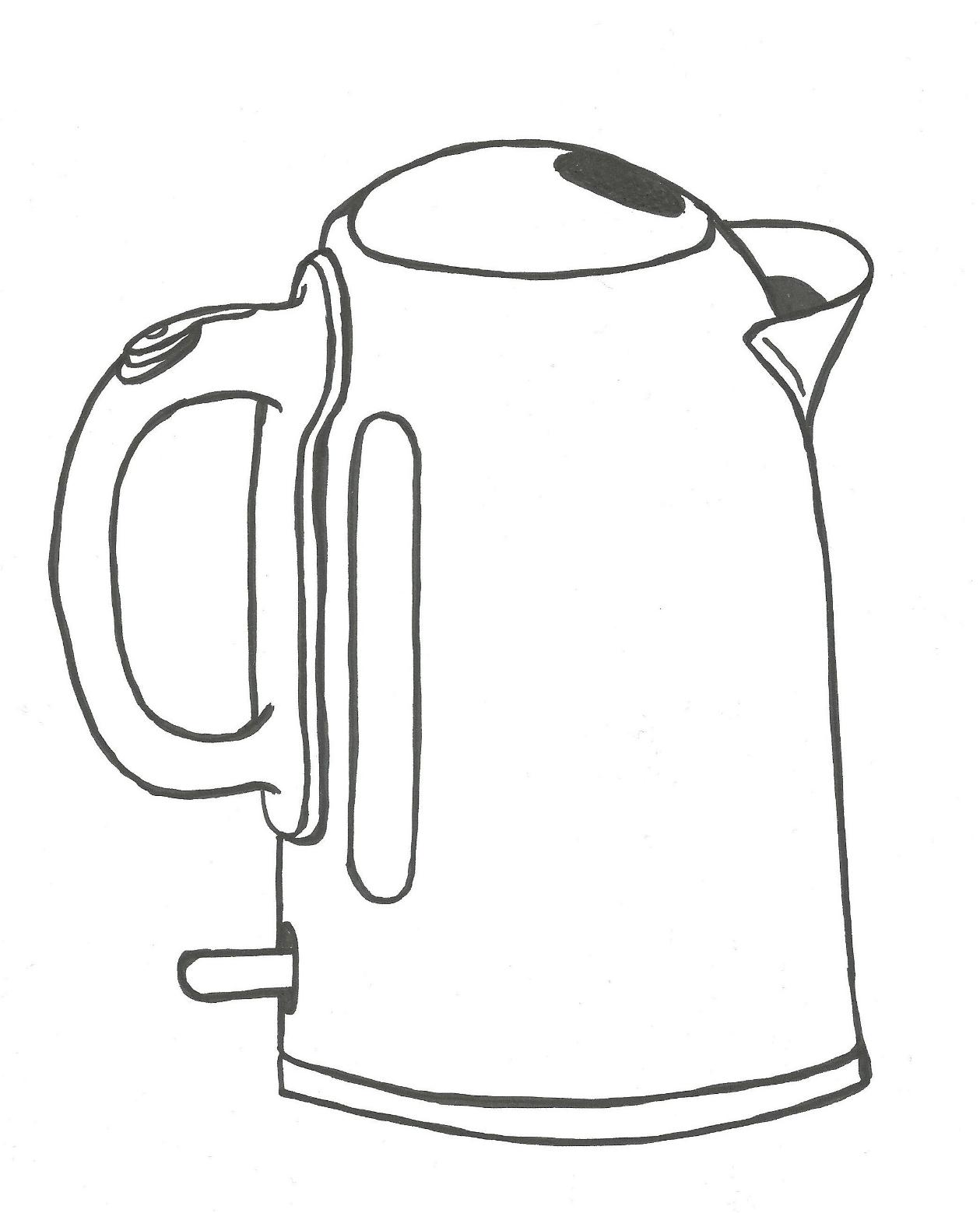 June 20, 2013 - Today's challenge was to draw something from the kitchen without erasing in any way, and thus, this kettle emerged.
