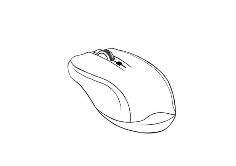 April 25, 2013 - A line drawing of my Logitech Mouse. Some perspective required.