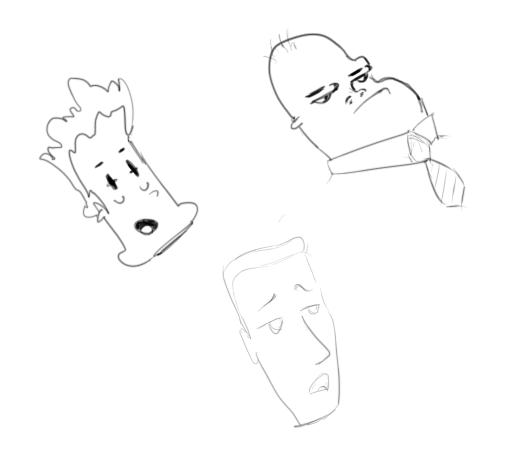 April 2, 2013 - A triumvirate of floating heads kicks things off on this daily drawing journey.